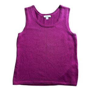 Coldwater Creek Knit Tank Top Large • Sleeveless Scoop Neck Magenta Cotton Knit
